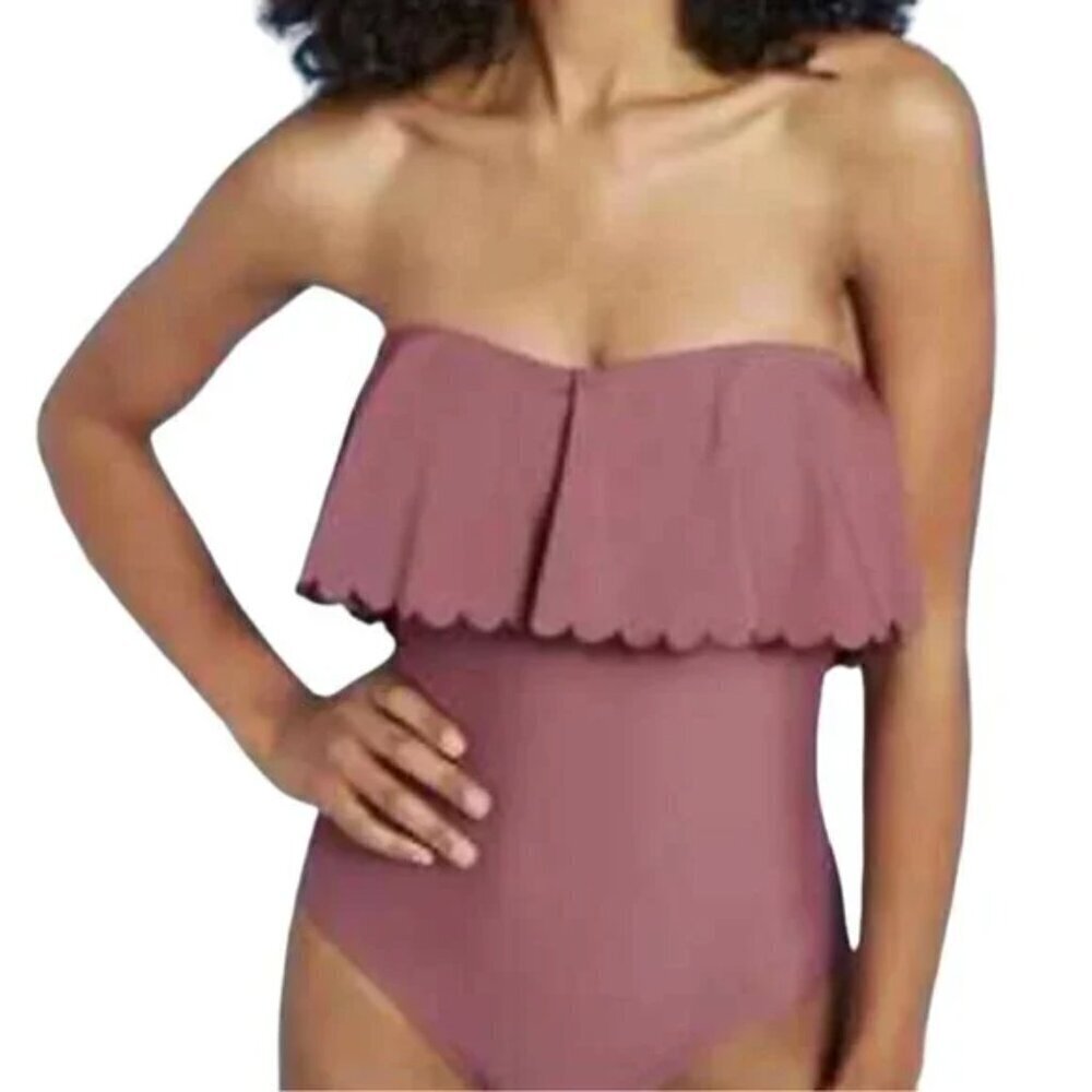 Kona Sol Pink Mulberry Flounce One Piece Swimsuit Size Medium
